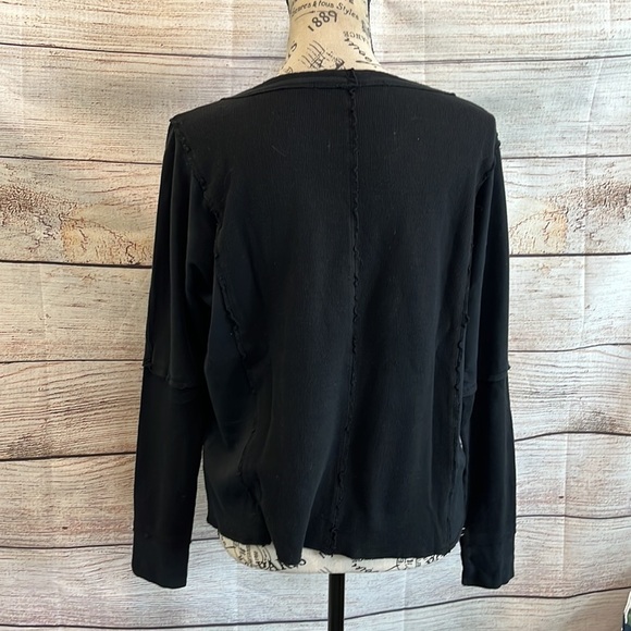 Michael Stars Original Tee Long Sleeves Black Raw Edges One size - Picture 5 of 9